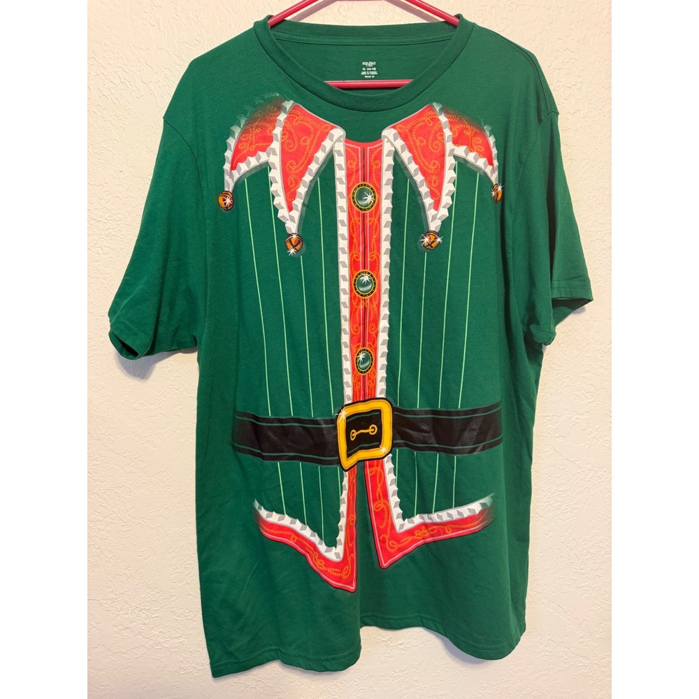 Holiday Time Mens Green Elf Costume Graphic T-Shirt XL 46-48 HT45100148712A/B